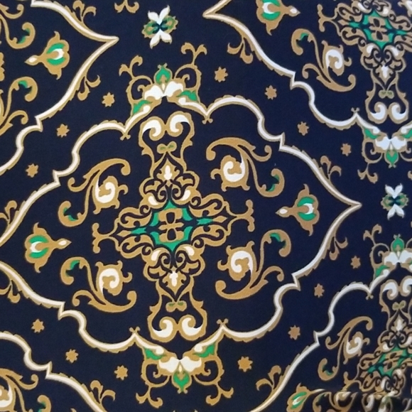 Upscale Casual Navy/Gold Dress w/Beautiful Designs - Picture 3 of 6